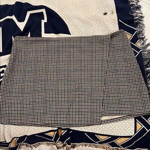 Black Brown & White Mini Skirt - Checked Mini Skirt